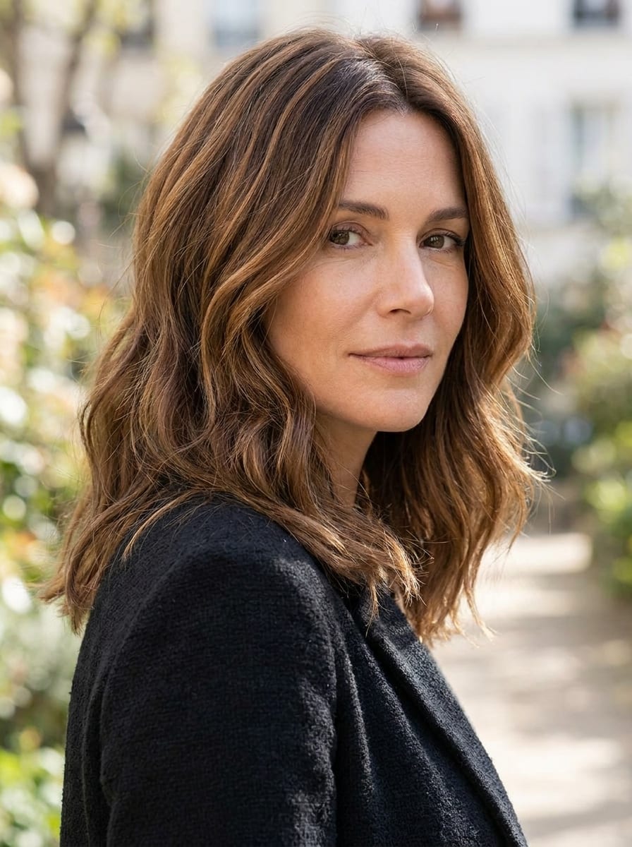 Braun mit Karamell-Highlights - Braune Haarfarbe